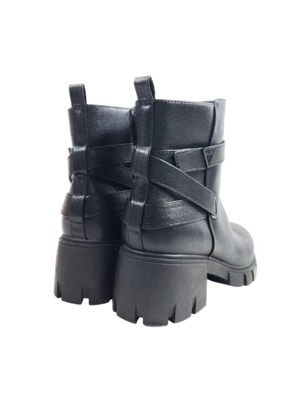 Guess Womens Black Chunky Heel Ankle Boots 10 All Man-Made Materials Rugged Sole - Picture 5 of 11